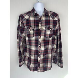 Men's Cedar Wood State Plaid Cotton Flannel Button Down Shirt Large